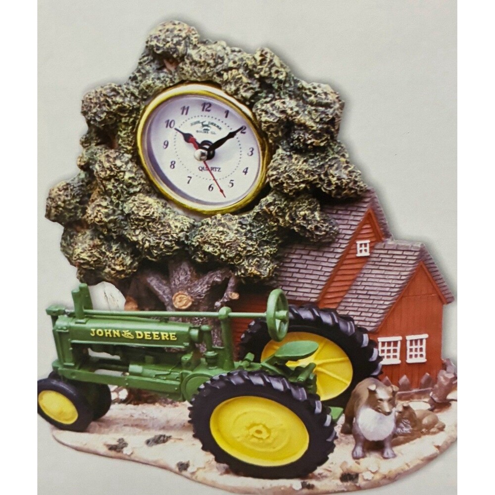 Rare NEW John Deere Farm Scene Mantle Clock • Tractor Model G • Handpainted NIB
